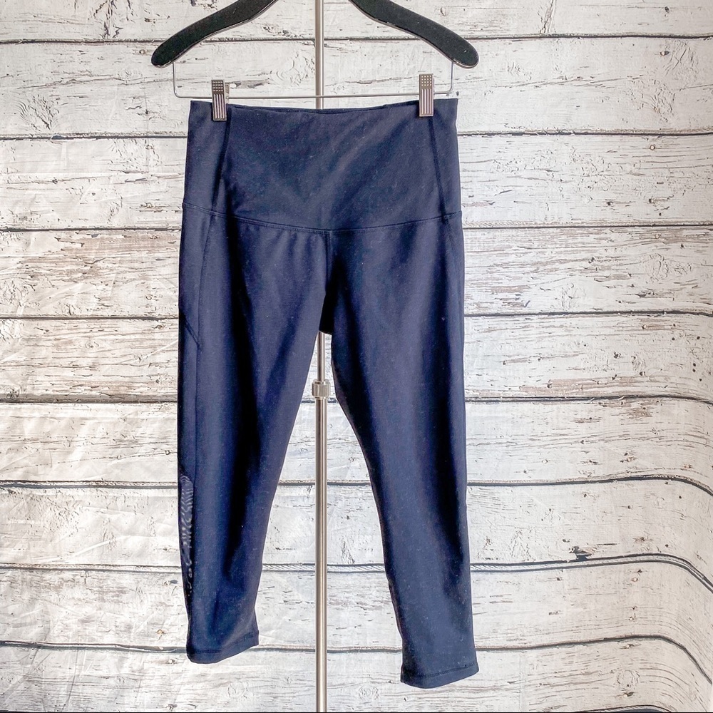 Black Zella cropped leggings with mesh on calves